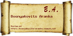 Bosnyakovits Aranka névjegykártya